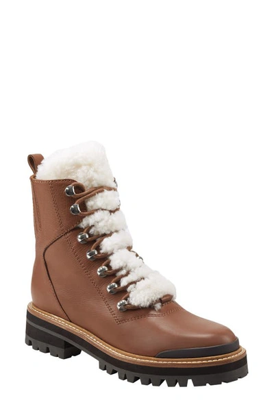 Marc Fisher Ltd Izzie Genuine Shearling Lace-up Boot In Dark Natural 120