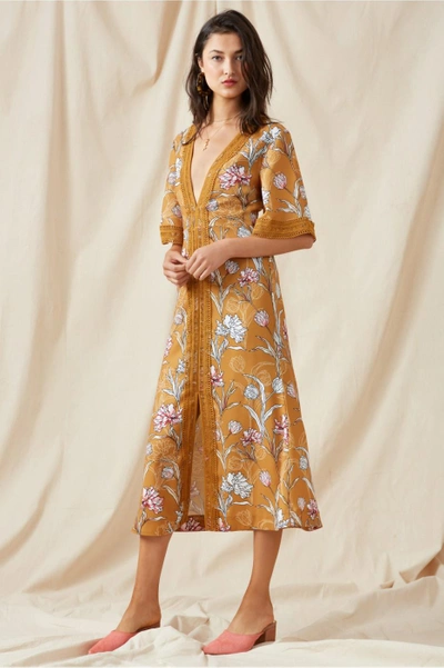 Finders Keepers Rotation Midi Dress In Marigold Floral