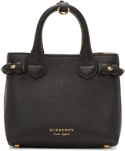 Burberry Baby Banner Leather & House Check Bag In Black