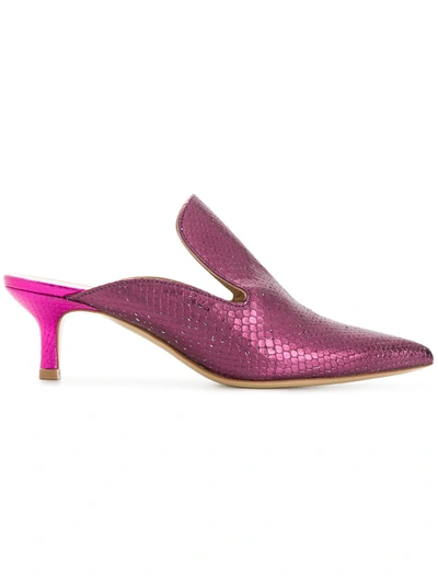 Aldo Castagna Snakeskin Effect Mules In Pink