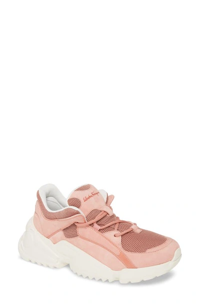 Ferragamo Salvatore  Skylar Wedge Sneaker In Desert Rose