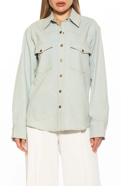 Alexia Admor Della Classic Western Button Down Shirt Jacket In Light Denim