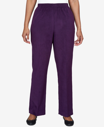 Alfred Dunner Women's Classics Stretch Waist Corduroy Average Length Pants In Amethyst