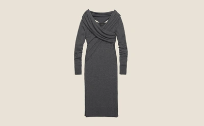 Donna Karan Wool Jersey Wrap Front Dress In Grey