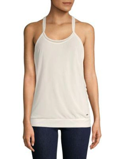 Zobha Double Layer Strappy Racerback Tank Top In Blanc