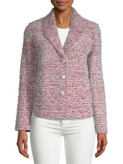 St John Textured Wool-blend Button Front Tweed Jacket In Venetian Red