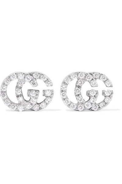 Gucci 18-karat White Gold Diamond Earrings