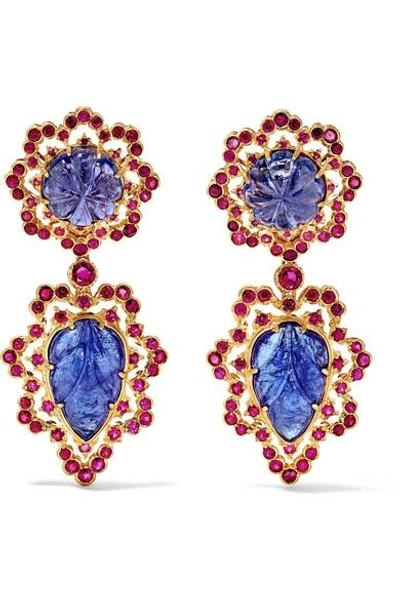 Buccellati 18-karat Gold, Tanzanite And Ruby Earrings