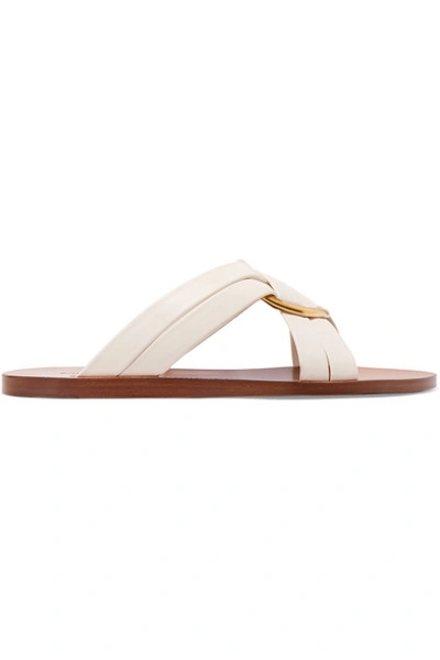 Chloé Rony Embellished Leather Slides In White