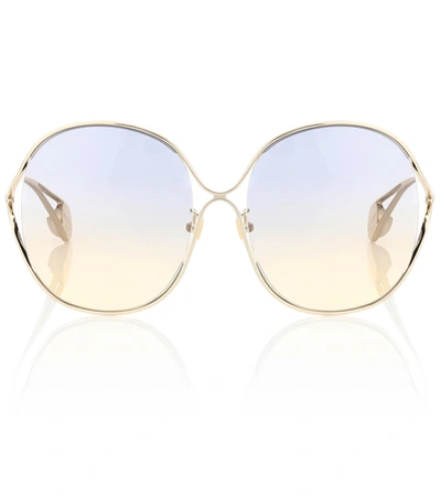 Gucci Oversized Round Sunglasses In Gold