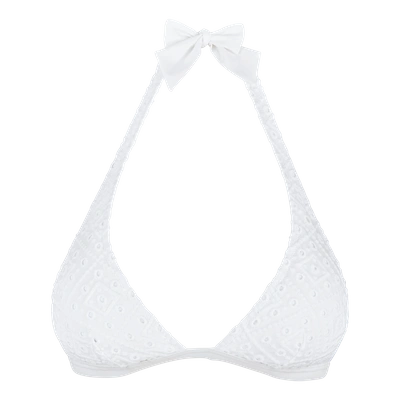 Vilebrequin Women Swimwear - Women Triangle Bikini Top Eyelet Embroidery - Swimming Trunk - Fleche In White