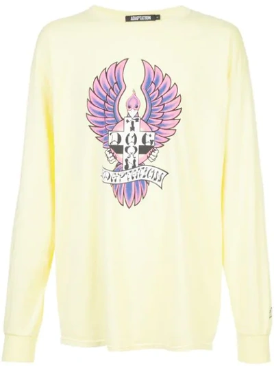 Adaptation The Birds Long Sleeve Vintage T In Yellow & Orange