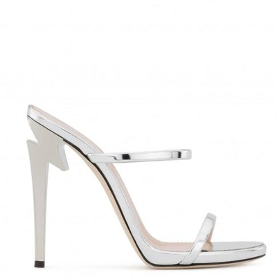 Giuseppe Zanotti Mirrored Patent Leather 'g-heel' Mule With Sculpted Heel G-heel In Silver