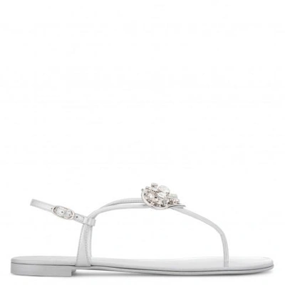 Giuseppe Zanotti - Laminated Flat Sandal With 'heart' Accessory Hollie Heart In Silver