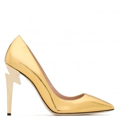 Giuseppe Zanotti - Patent Leather 'g-heel' Pump With Sculpted Heel G-heel In Gold
