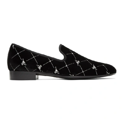 Giuseppe Zanotti Velvet Logo Loafers In Black