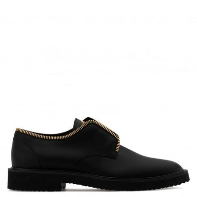 Giuseppe Zanotti - Leather Derby With Zip Boyd In Black