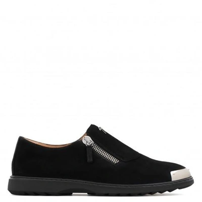 Giuseppe Zanotti Suede Loafer With Metal-covered Tip Cooper In Black