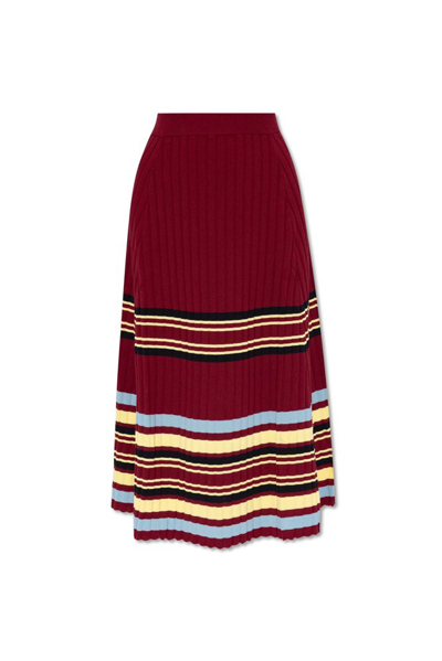 Wales Bonner Wander Knit Skirt In Ruby Red