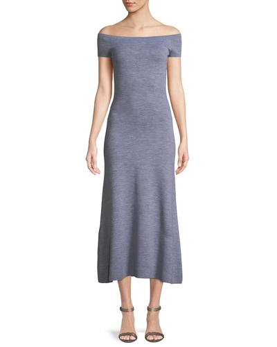 Gabriela Hearst Larrington Off-the-shoulder Stretch-wool Cashmere Maxi Dress In Gray