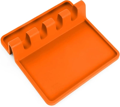Zulay Kitchen Silicone Utensil Holder With Drip Pad For Multiple Utensils In Orange