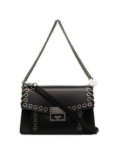 Givenchy Gv3 Small Goatskin Leather Grommet Satchel Bag In Black