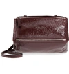 Givenchy Mini Pandora Creased Patent Leather Satchel - Burgundy In Fig Pink