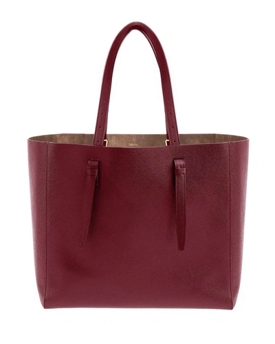 Valextra Soft Leather Tote Bag In Dark Red