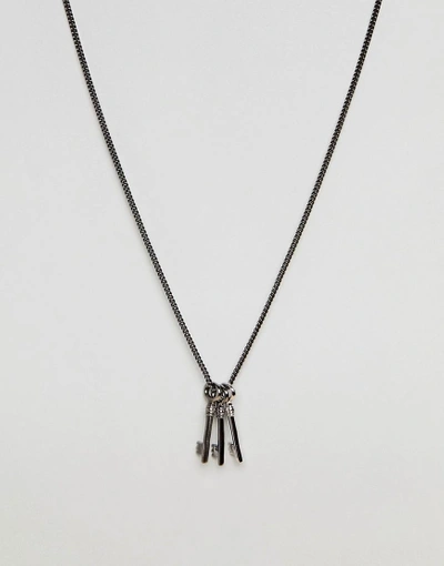 Simon Carter Triple Key Necklace In Gunmetal - Silver