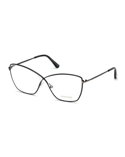 Tom Ford Cat-eye Metal Optical Frames In Black Pattern