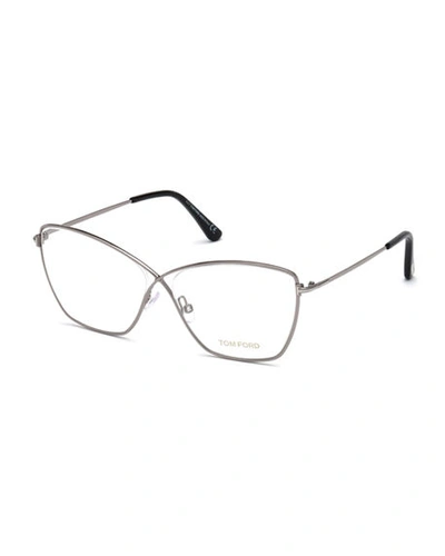 Tom Ford Cat-eye Metal Optical Frames In Gray Pattern