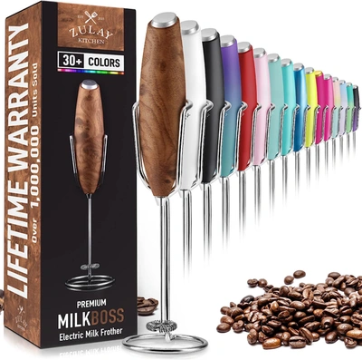Zulay Kitchen Ultra High Speed Milk Frother With New Upgraded Stand In Brown