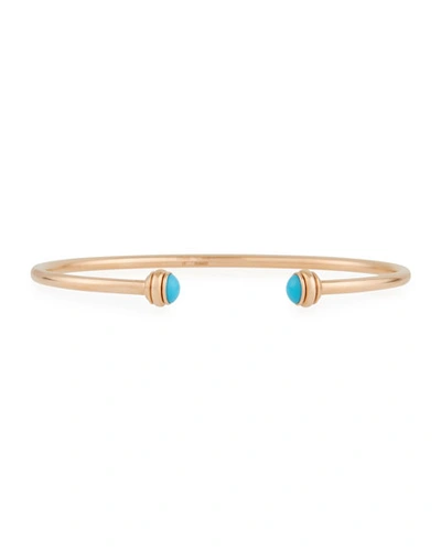 Piaget 18k Rose Gold Possession Open Bangle With Turquoise