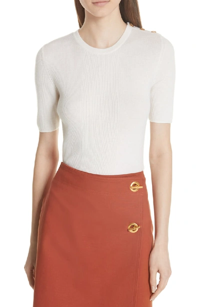Tory Burch Taylor Lightweight Rib-knit Cashmere Sweater In Avorio