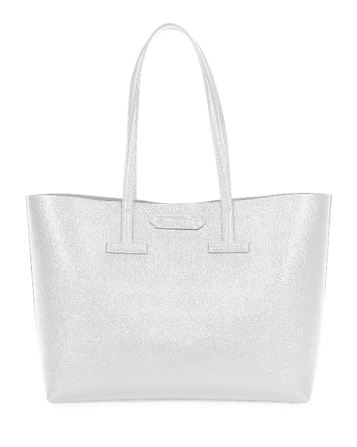 Tom Ford Saffiano Leather Small T Tote Bag In White