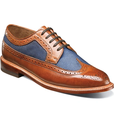 Florsheim 'heritage' Wingtip In Cognac Leather/ Mesh