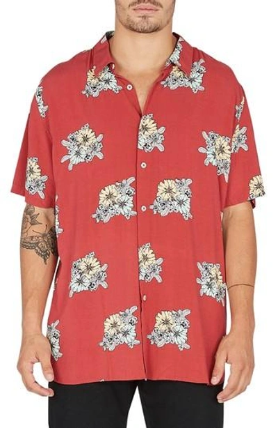 Barney Cools Holiday Woven Shirt In Red Floral
