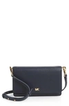 Michael Michael Kors Leather Crossbody Phone Wallet - Blue In Admiral