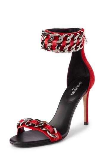 bagværk karakter gået vanvittigt Balmain Chain Ankle Strap Sandal In Red | ModeSens