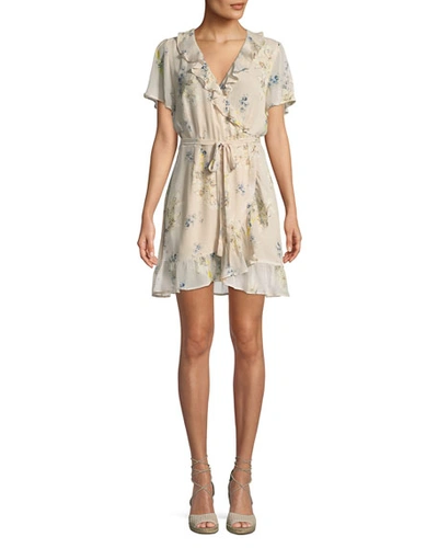 Paige Cardamom Floral Silk Wrap Dress In Tender Yellow Multi