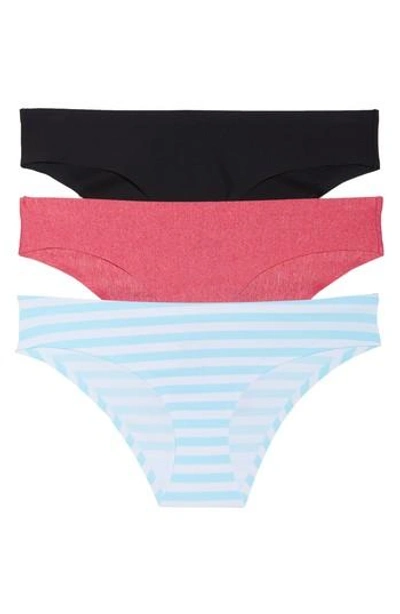 Honeydew Intimates 3-pack Hipster Panties In Black/ Poppy/ Marine Stripe