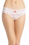 Honeydew Intimates Lace Trim Low Rise Thong In White Cherry Blossom