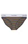 Calvin Klein 'modern Cotton Collection' Cotton Blend Bikini In Prism Stripe Black