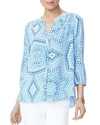 Nydj Printed Pintuck-back Blouse In Celestial Sky Wave