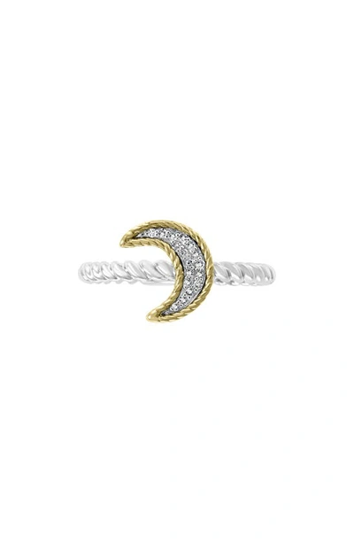 Effy Two-tone Moon Diamond Ring In White