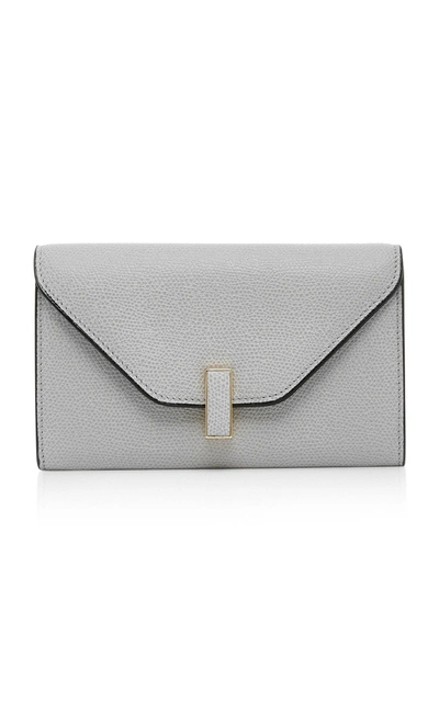 Valextra Iside Small Leather Wallet In Grey