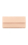 Bottega Veneta Intrecciato Leather Flap Wallet In Pink