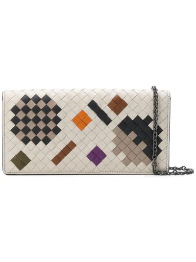 Bottega Veneta Chain Strap Artsy Leather Wallet In White