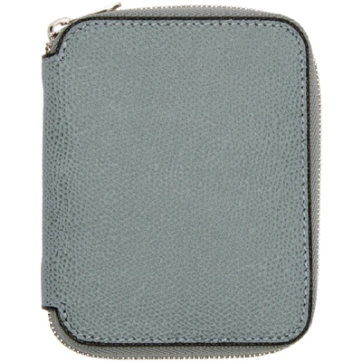 Valextra Blue 6cc Zip Around Wallet In Polvere