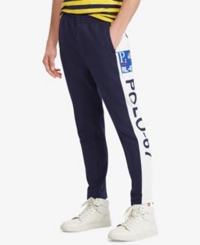 Polo Ralph Lauren Double Knit Track Pants, Created For Macys In Cruise Navy/white